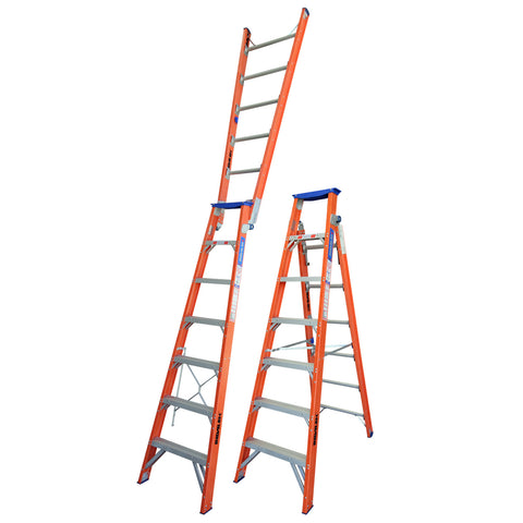 Indalex Pro-Series Fiberglass Dual Purpose Ladder 2.1m - 3.8m
