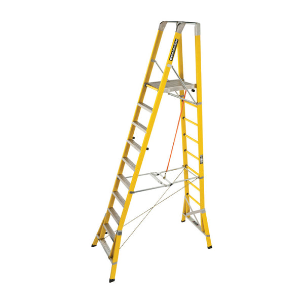 Branach WorkMaster Wide 550mm 10 Step Platform Ladder (Platform Height 3.0m) Main View