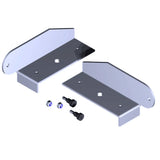 Metal brackets with screws on a white background