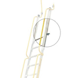White ladder with yellow handrails on a white background