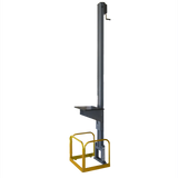 mezzanine lift with a yellow basket on a white background