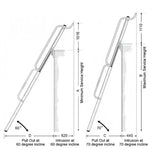Technical drawing of a mezzalad ladder with dimensions labeled