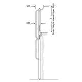 Technical drawing of a mezzalad ladder with measurements labeled
