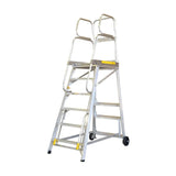Stockmaster Tracker All-Terrain Mobile Platform Ladder with wheels on a white background
