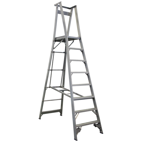 Indalex Pro-Series Aluminium 8 Step 2.4m Platform Ladder (3.4m Rail)