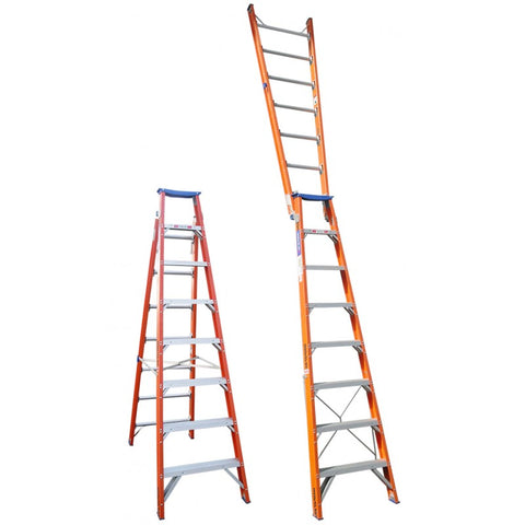 Indalex Pro-Series Fiberglass Dual Purpose Ladder 2.4m - 4.4m