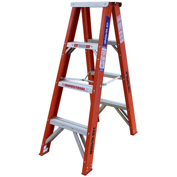 Indalex Tradesman Fibreglass Double Sided Step Ladder 1.2m 4ft
