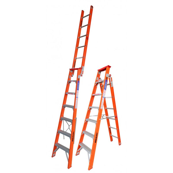 Indalex Tradesman Fibreglass Dual Purpose Step Ladder 2.1m - 3.8m 7ft