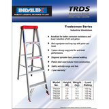 Indalex Tradesman Aluminium Single Sided Step Ladder 2.4m/8f - Access World - 2