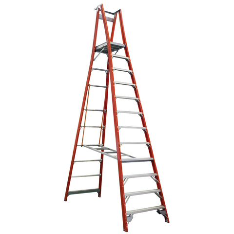 Indalex Pro-Series Fibreglass 12 Step 3.6m Platform Ladder (4.6m Rail)