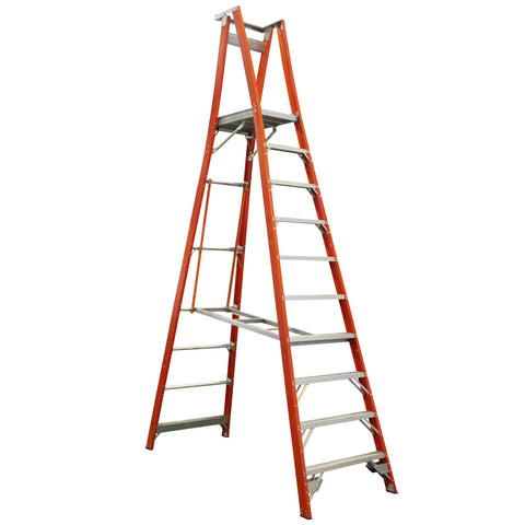 Indalex Pro-Series Fibreglass 10 Step 3m Platform Ladder (4m Rail)