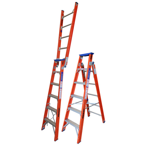 Indalex Pro-Series Fiberglass Dual Purpose Ladder 1.8-3.2m