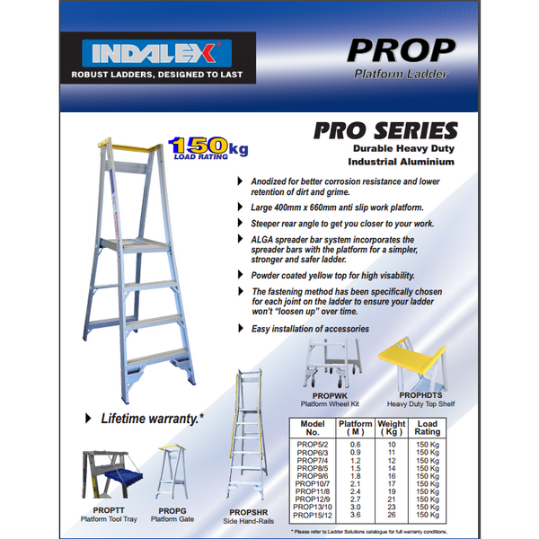 Indalex Pro-Series Aluminium 7 Step 2.1m Platform Ladder (3m Rail ...